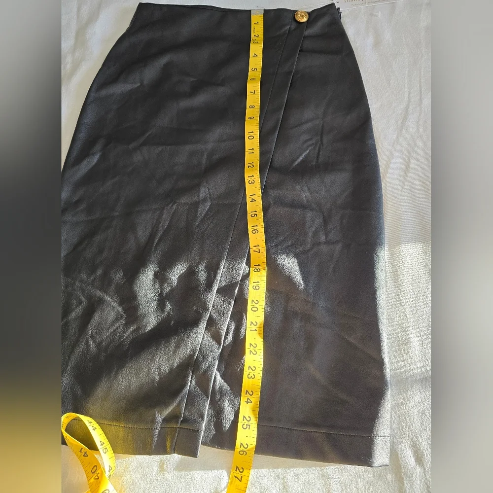 Bishop+Young Vegan Leather Wrap Pencil Skirt Slit Sculpting High Rise It Girl Sm - Picture 6 of 13